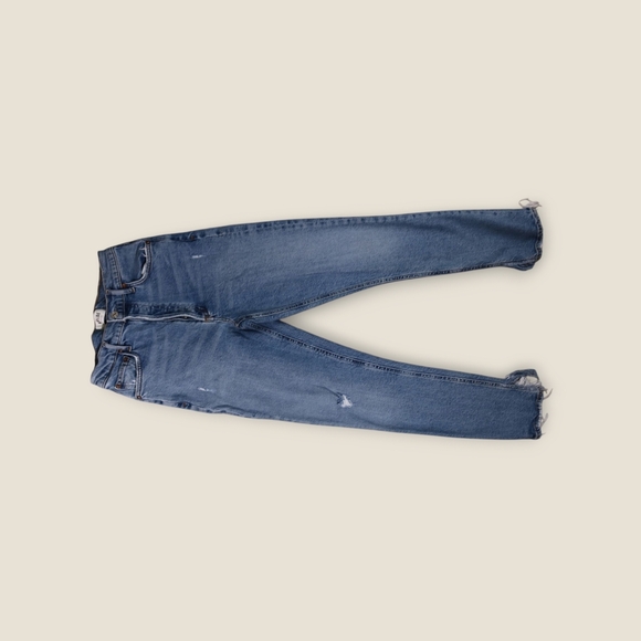 Agolde Womens Blue Denim Distressed High-Rise Button Fly Cropped Jeans Size 25 - Picture 7 of 10